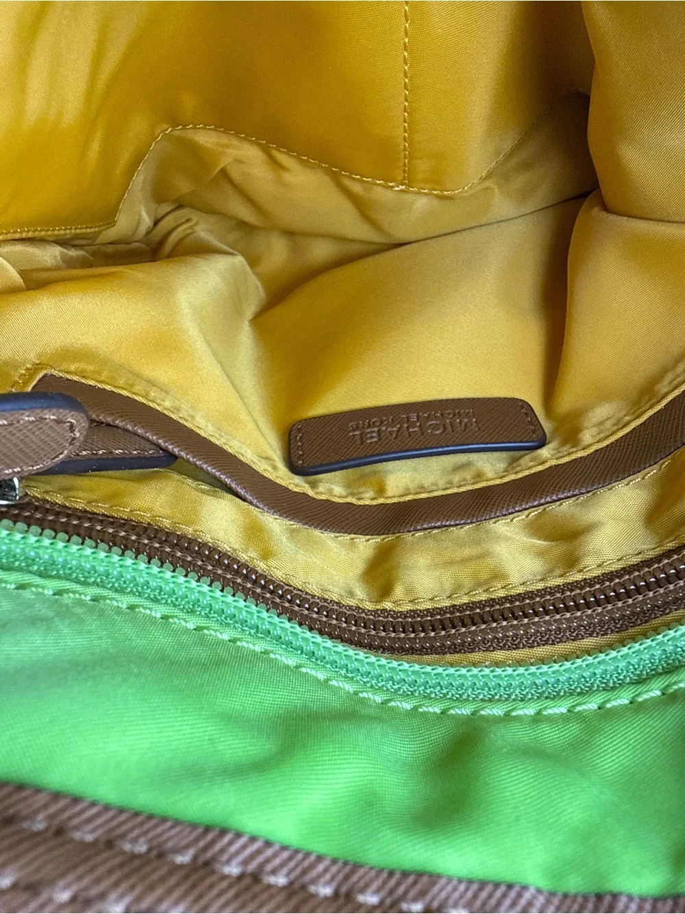 Michael Kors Lime Green Crossbody Bag Nylon Kempton Gold Hardware Missing Strap